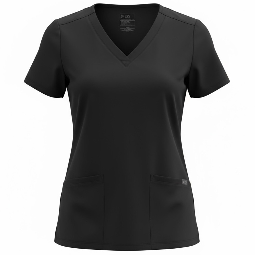 FIGS Technical Collection Scrub Top Size‎ Small Dark Gray V-Neck
